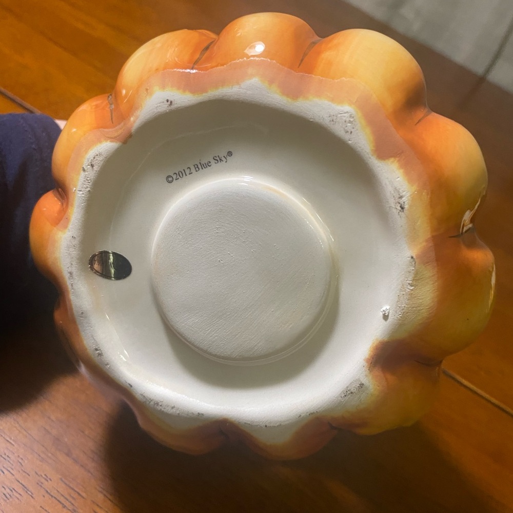 BLUE SKY Clayworks Pumpkin Candle Holder Heather Goldminc 2012 NWT - Picture 7 of 13